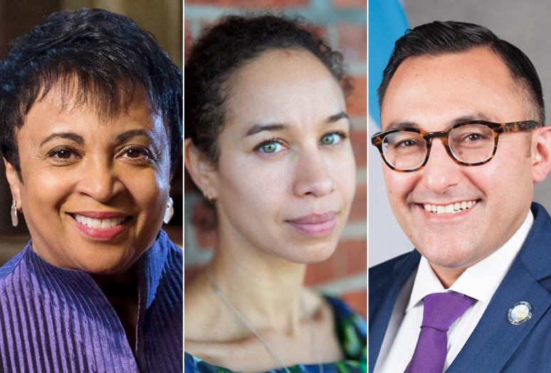 Photo of Speakers: Librarian of Congress, Dr. Carla Hayden, Obama Presidential Center Museum Director, Dr. Louise Bernard
Chicago Public Library Commissioner, Chris Brown